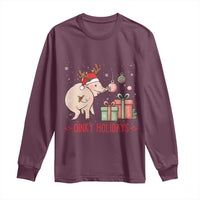 Oinky Holidays Long Sleeve Shirt Funny Christmas Pig Lover Gift - Wonder Print Shop