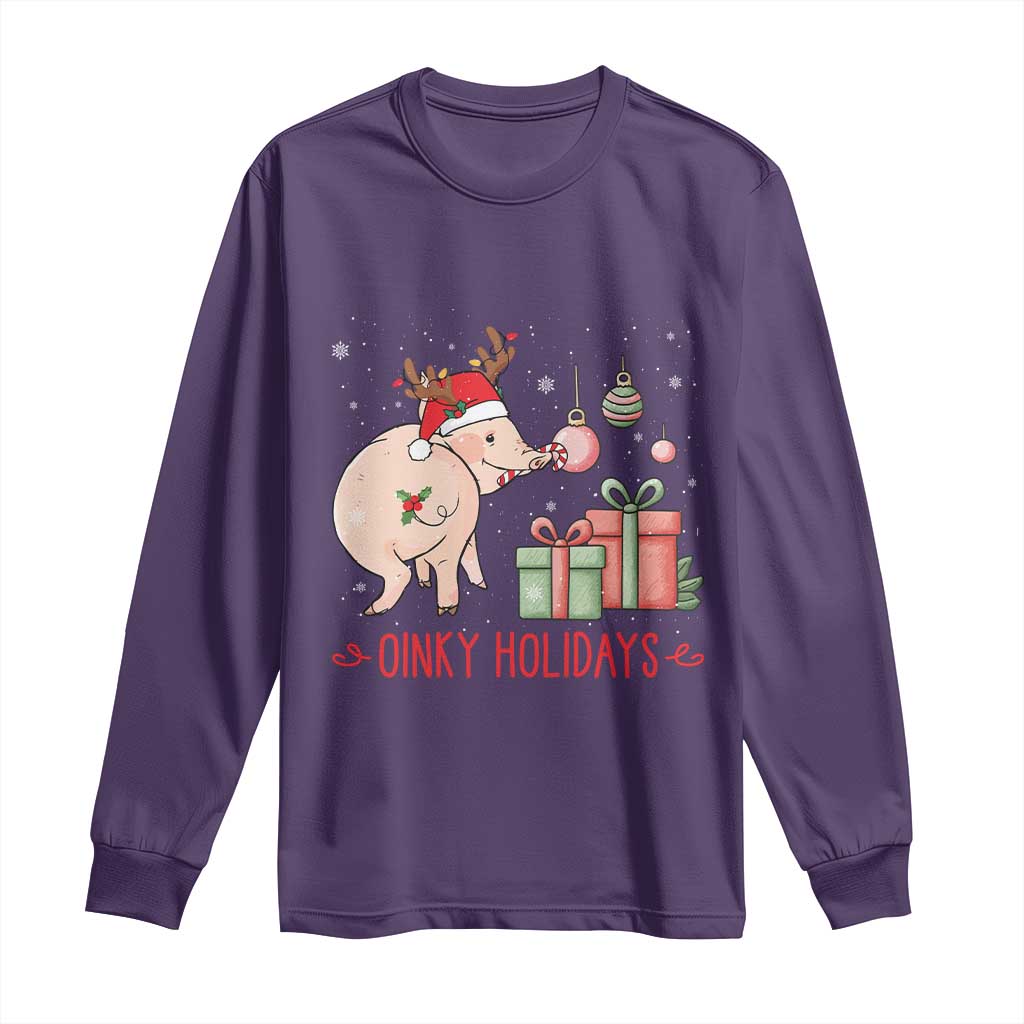 Oinky Holidays Long Sleeve Shirt Funny Christmas Pig Lover Gift - Wonder Print Shop