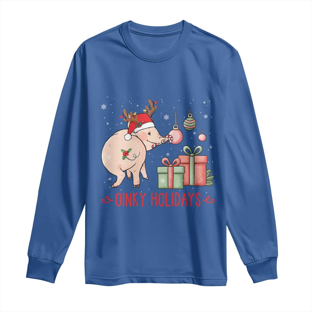 Oinky Holidays Long Sleeve Shirt Funny Christmas Pig Lover Gift - Wonder Print Shop