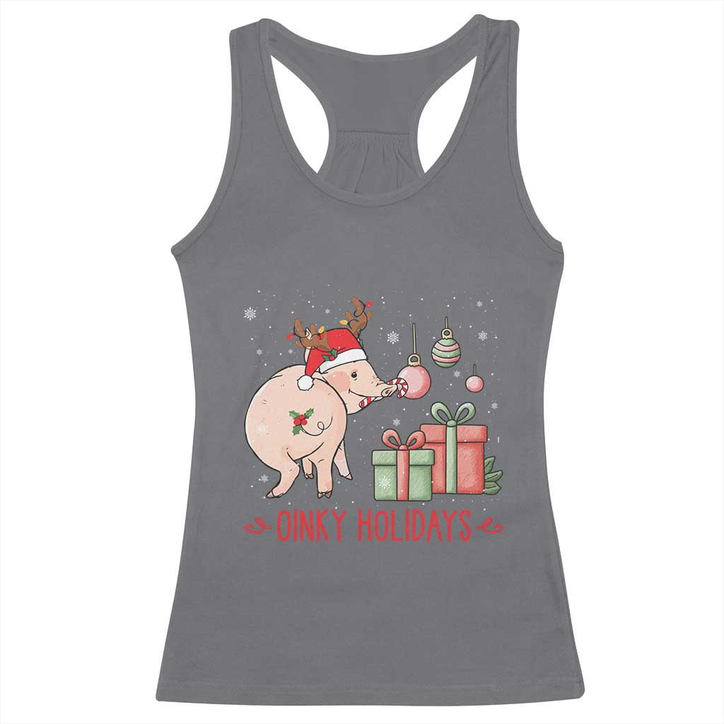 Oinky Holidays Racerback Tank Top Funny Christmas Pig Lover Gift - Wonder Print Shop