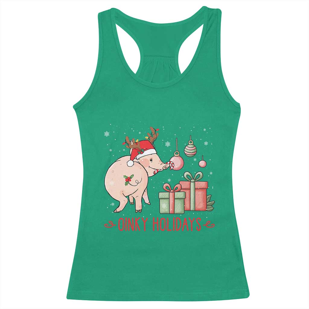 Oinky Holidays Racerback Tank Top Funny Christmas Pig Lover Gift - Wonder Print Shop