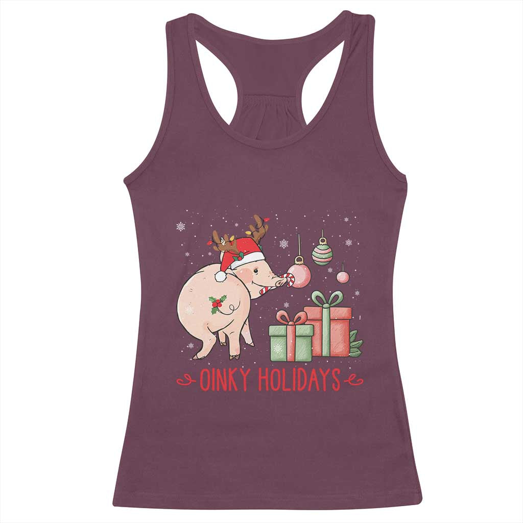 Oinky Holidays Racerback Tank Top Funny Christmas Pig Lover Gift - Wonder Print Shop