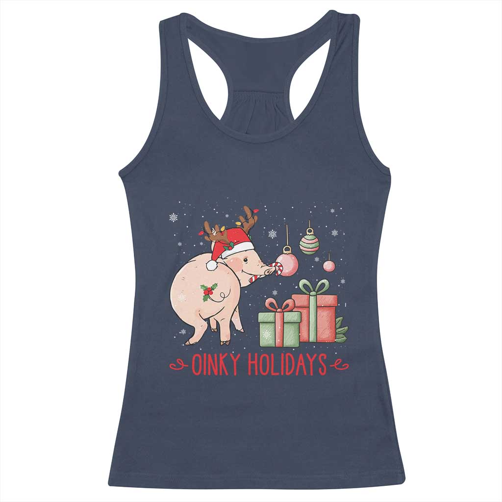 Oinky Holidays Racerback Tank Top Funny Christmas Pig Lover Gift - Wonder Print Shop