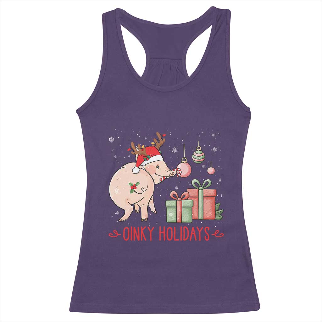 Oinky Holidays Racerback Tank Top Funny Christmas Pig Lover Gift - Wonder Print Shop