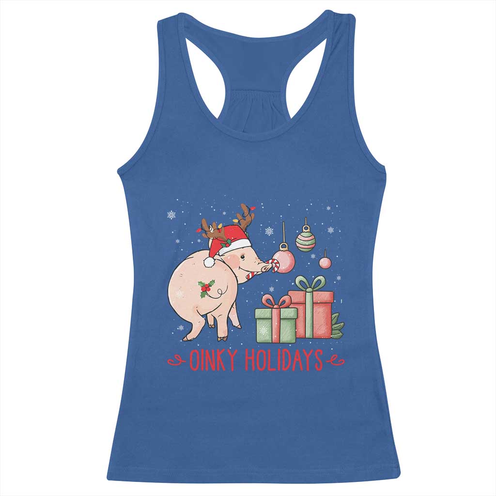 Oinky Holidays Racerback Tank Top Funny Christmas Pig Lover Gift - Wonder Print Shop
