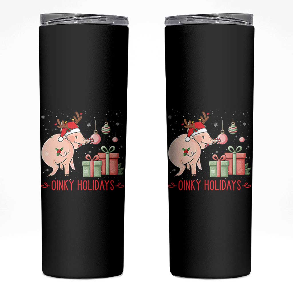 Oinky Holidays Skinny Tumbler Funny Christmas Pig Lover Gift - Wonder Print Shop