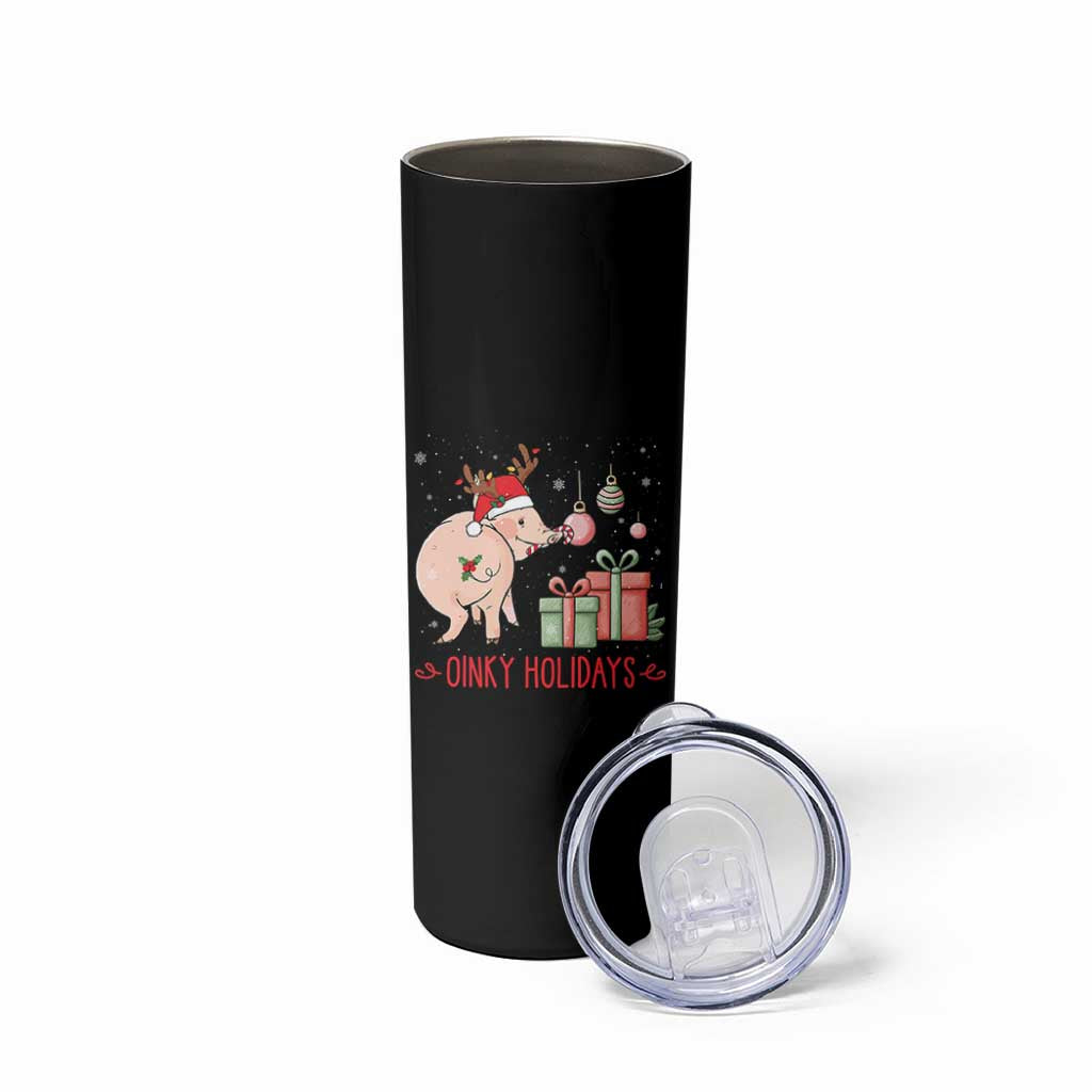 Oinky Holidays Skinny Tumbler Funny Christmas Pig Lover Gift - Wonder Print Shop