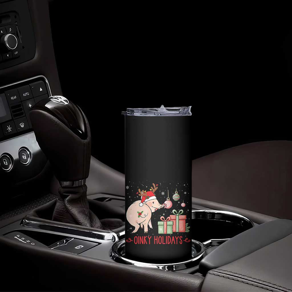 Oinky Holidays Skinny Tumbler Funny Christmas Pig Lover Gift - Wonder Print Shop