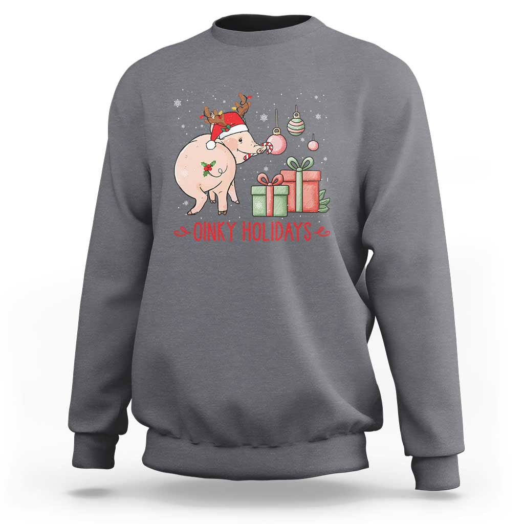 Oinky Holidays Sweatshirt Funny Christmas Pig Lover Gift - Wonder Print Shop