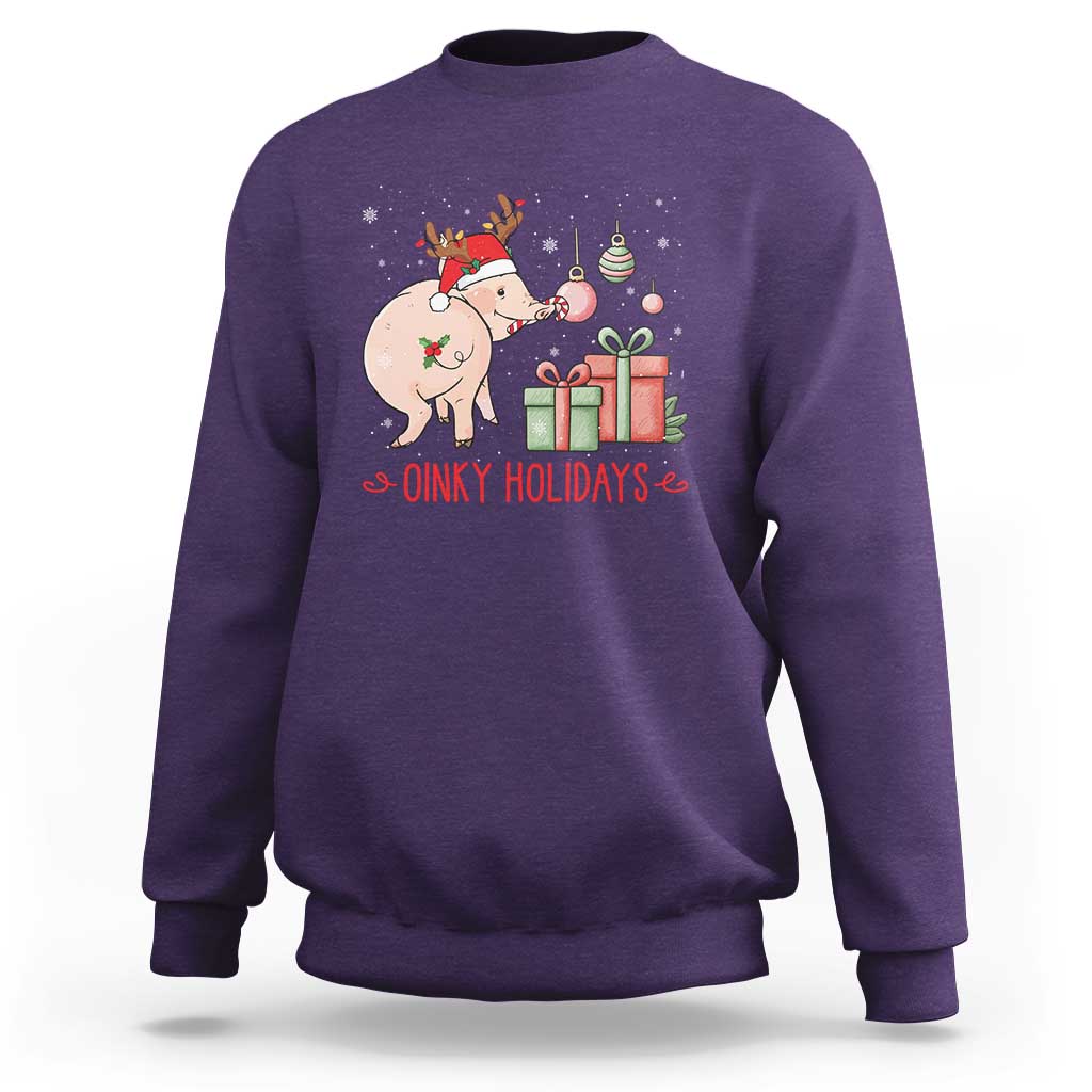 Oinky Holidays Sweatshirt Funny Christmas Pig Lover Gift - Wonder Print Shop