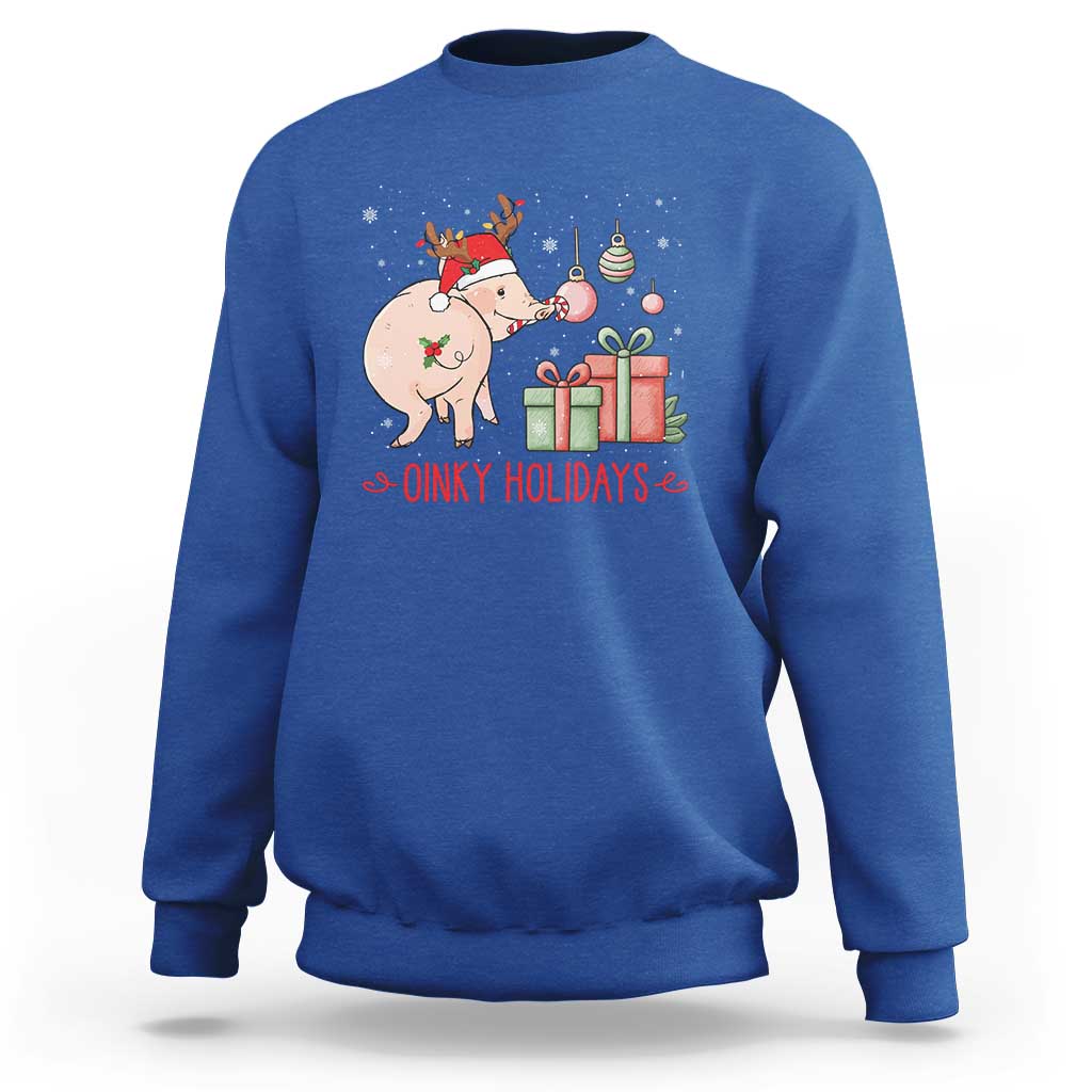 Oinky Holidays Sweatshirt Funny Christmas Pig Lover Gift - Wonder Print Shop