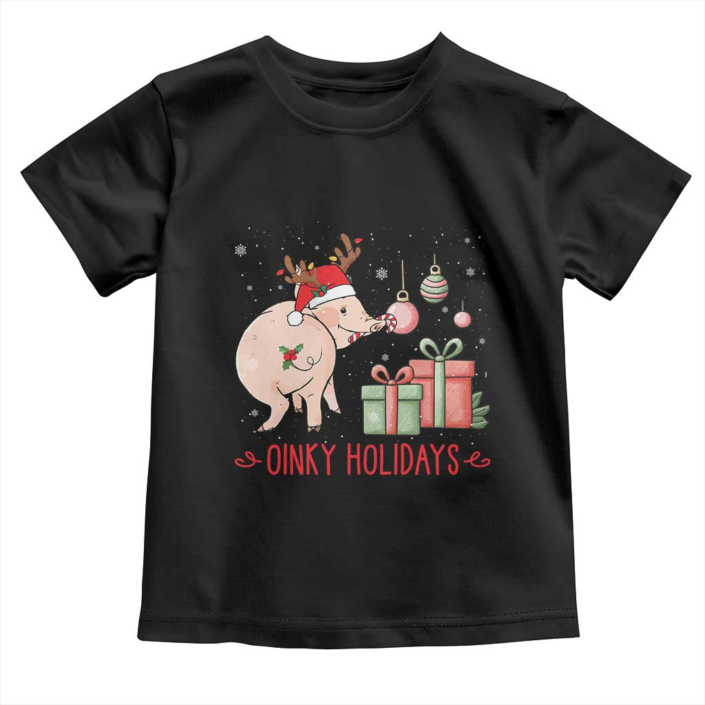 Oinky Holidays Toddler T Shirt Funny Christmas Pig Lover Gift - Wonder Print Shop