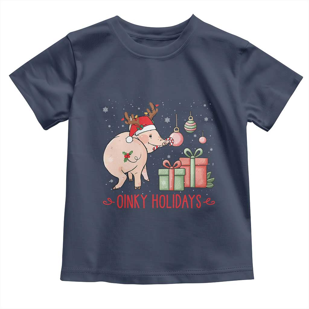 Oinky Holidays Toddler T Shirt Funny Christmas Pig Lover Gift - Wonder Print Shop
