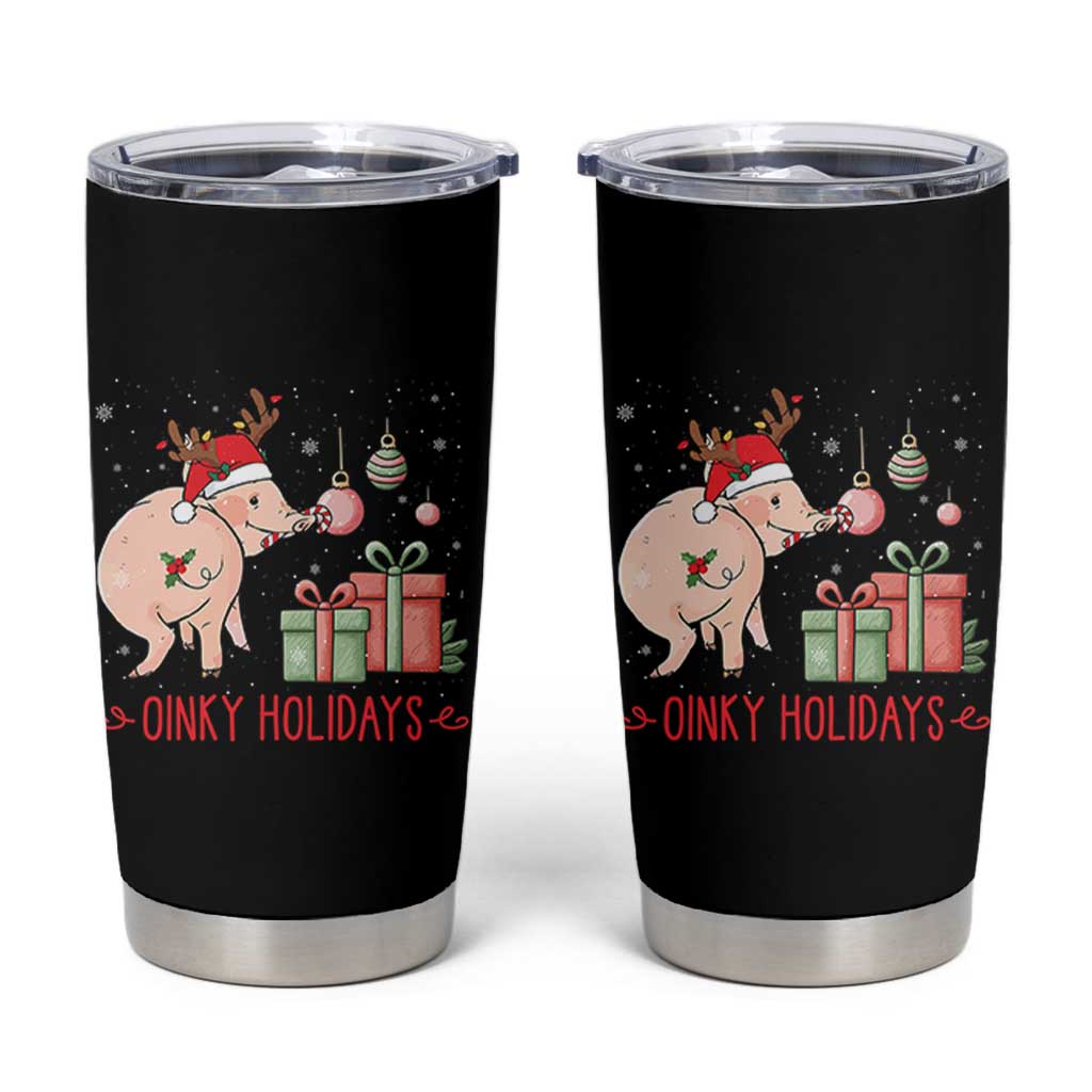 Oinky Holidays Tumbler Cup Funny Christmas Pig Lover Gift - Wonder Print Shop