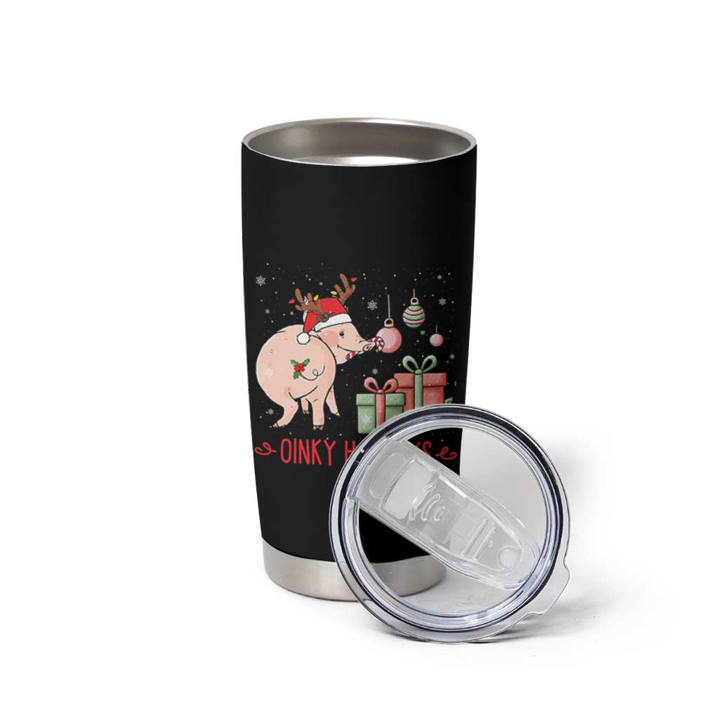 Oinky Holidays Tumbler Cup Funny Christmas Pig Lover Gift - Wonder Print Shop
