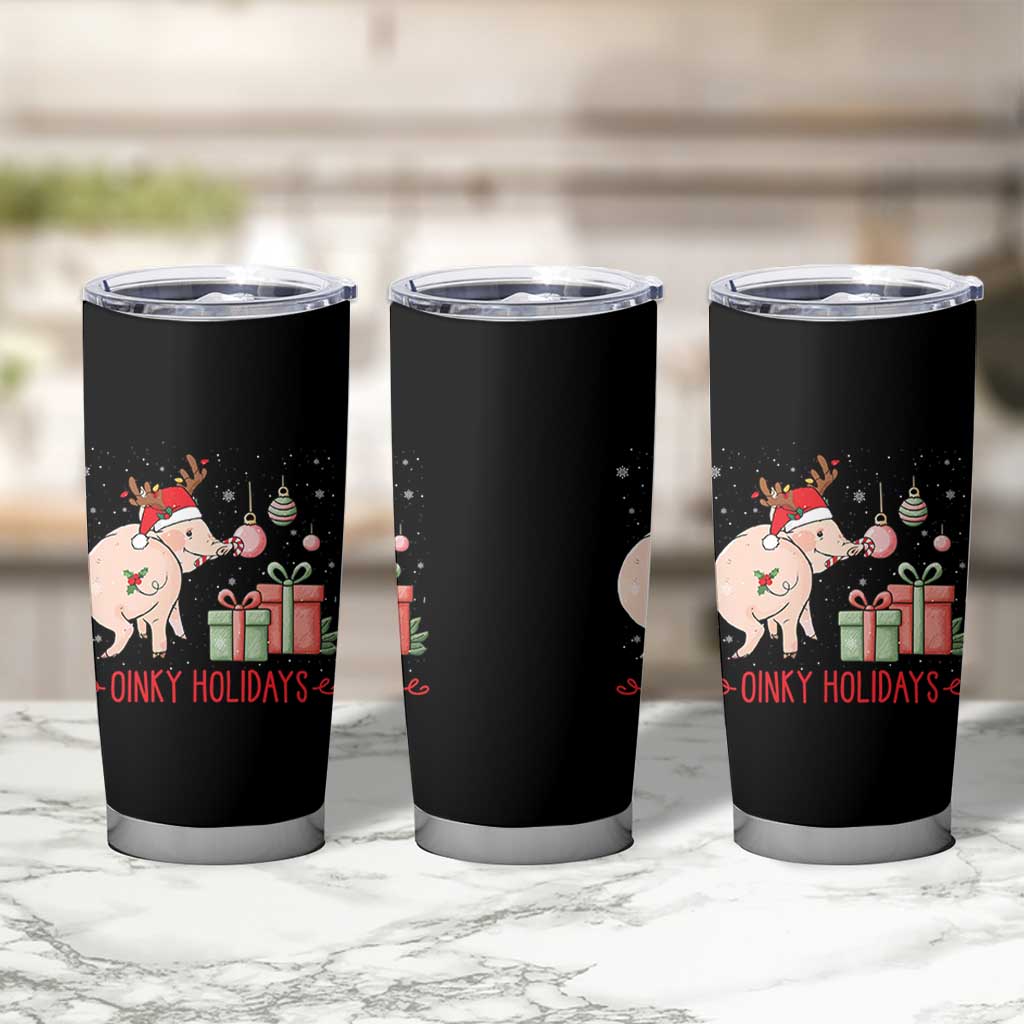 Oinky Holidays Tumbler Cup Funny Christmas Pig Lover Gift - Wonder Print Shop