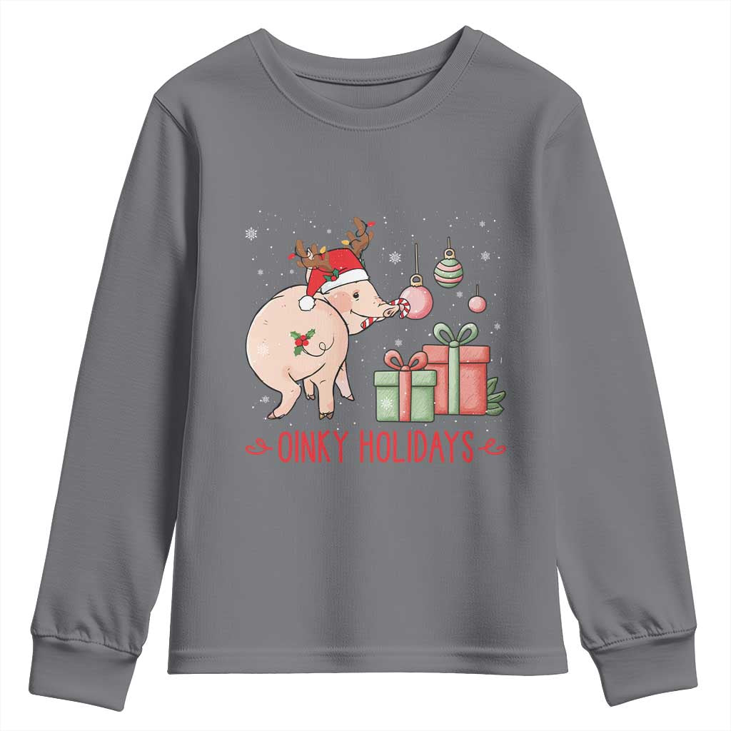 Oinky Holidays Youth Sweatshirt Funny Christmas Pig Lover Gift - Wonder Print Shop