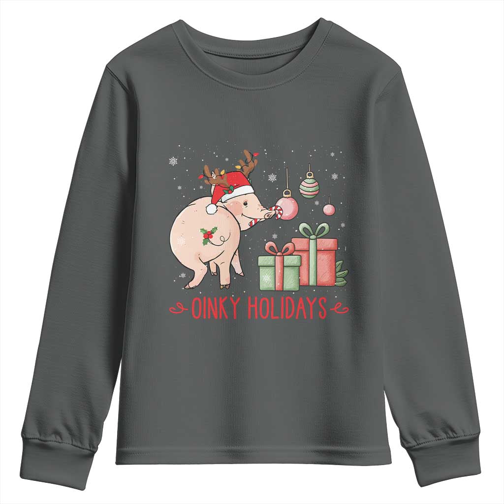 Oinky Holidays Youth Sweatshirt Funny Christmas Pig Lover Gift - Wonder Print Shop