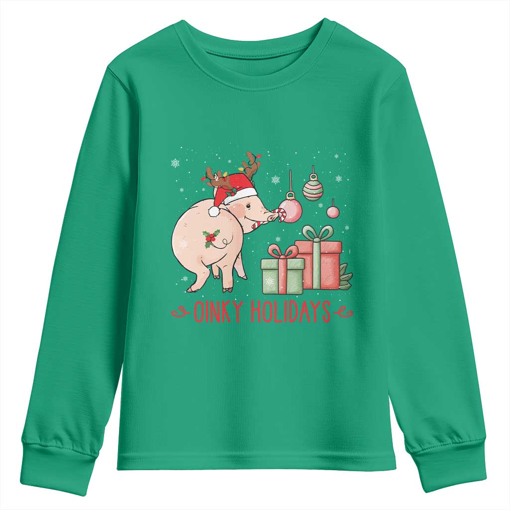 Oinky Holidays Youth Sweatshirt Funny Christmas Pig Lover Gift - Wonder Print Shop