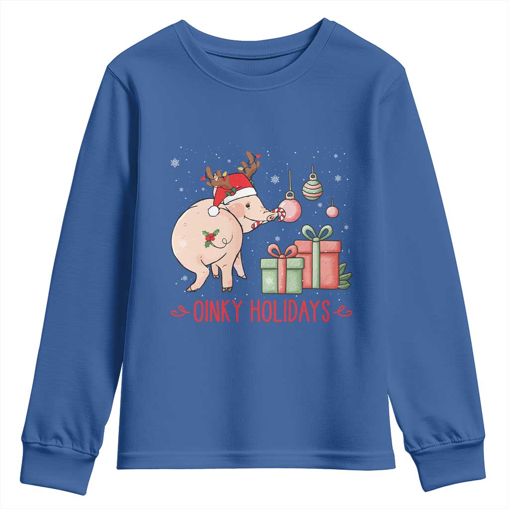 Oinky Holidays Youth Sweatshirt Funny Christmas Pig Lover Gift - Wonder Print Shop