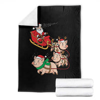 Santa Pig Sleigh Crew Throw Blanket Funny Christmas Pig Lover Gift - Wonder Print Shop