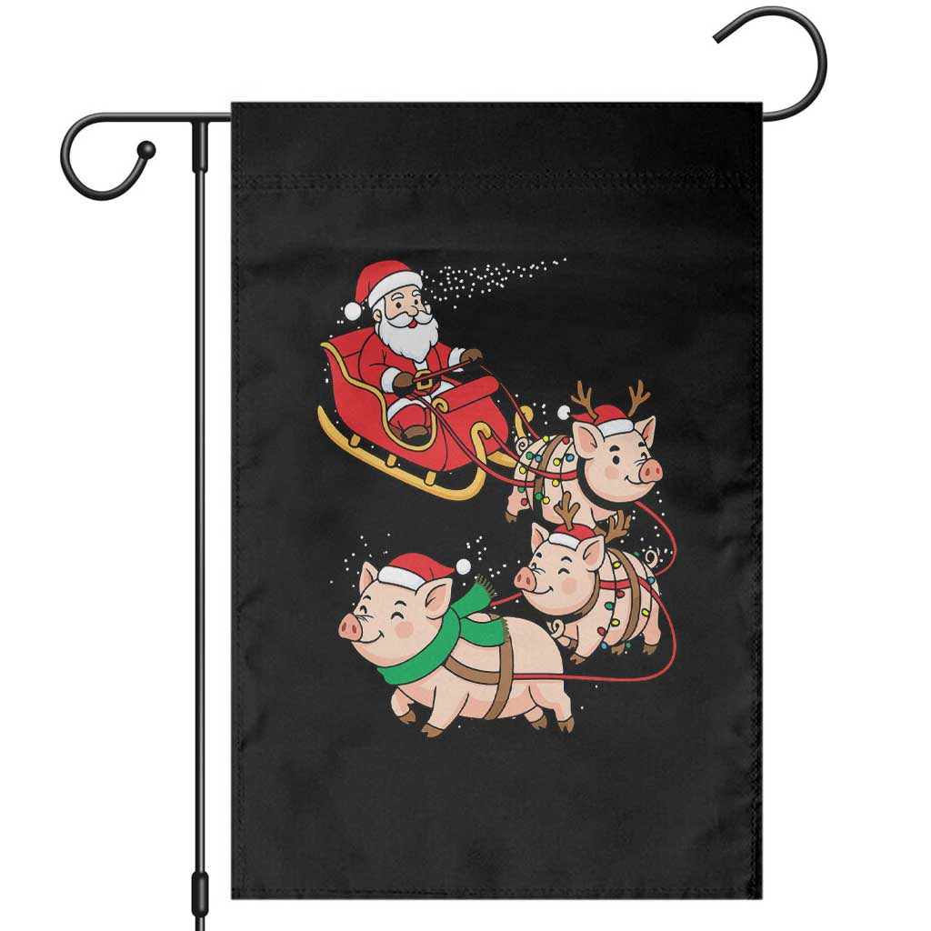 Santa Pig Sleigh Crew Garden Flag Funny Christmas Pig Lover Gift - Wonder Print Shop