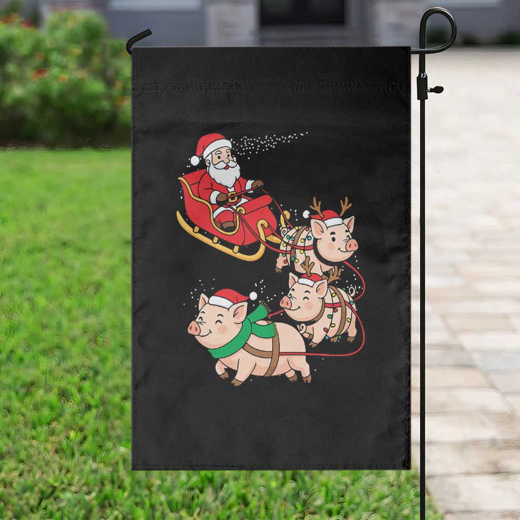 Santa Pig Sleigh Crew Garden Flag Funny Christmas Pig Lover Gift - Wonder Print Shop