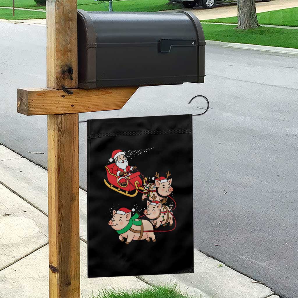 Santa Pig Sleigh Crew Garden Flag Funny Christmas Pig Lover Gift - Wonder Print Shop