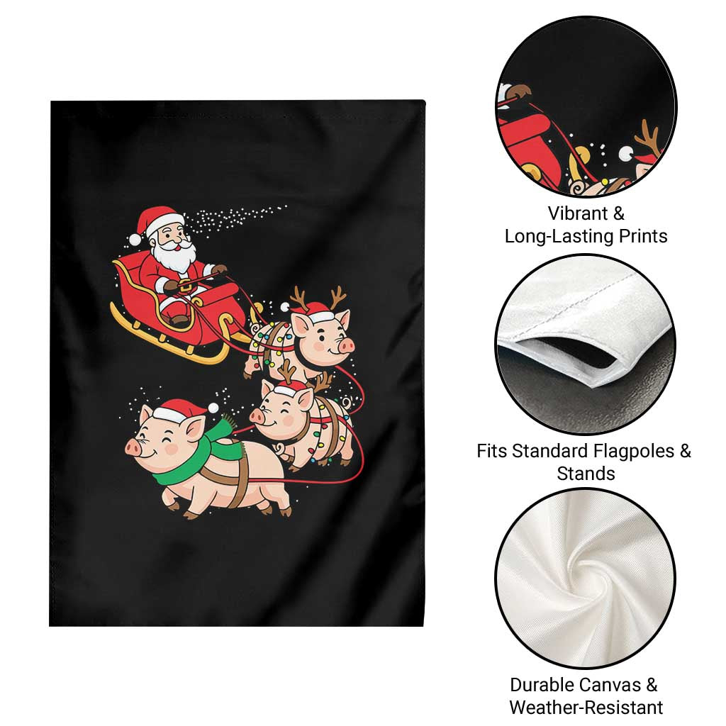 Santa Pig Sleigh Crew Garden Flag Funny Christmas Pig Lover Gift - Wonder Print Shop