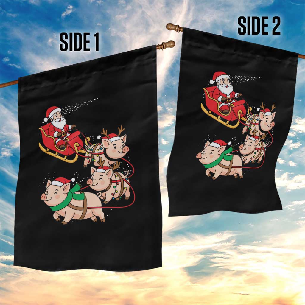 Santa Pig Sleigh Crew Garden Flag Funny Christmas Pig Lover Gift - Wonder Print Shop