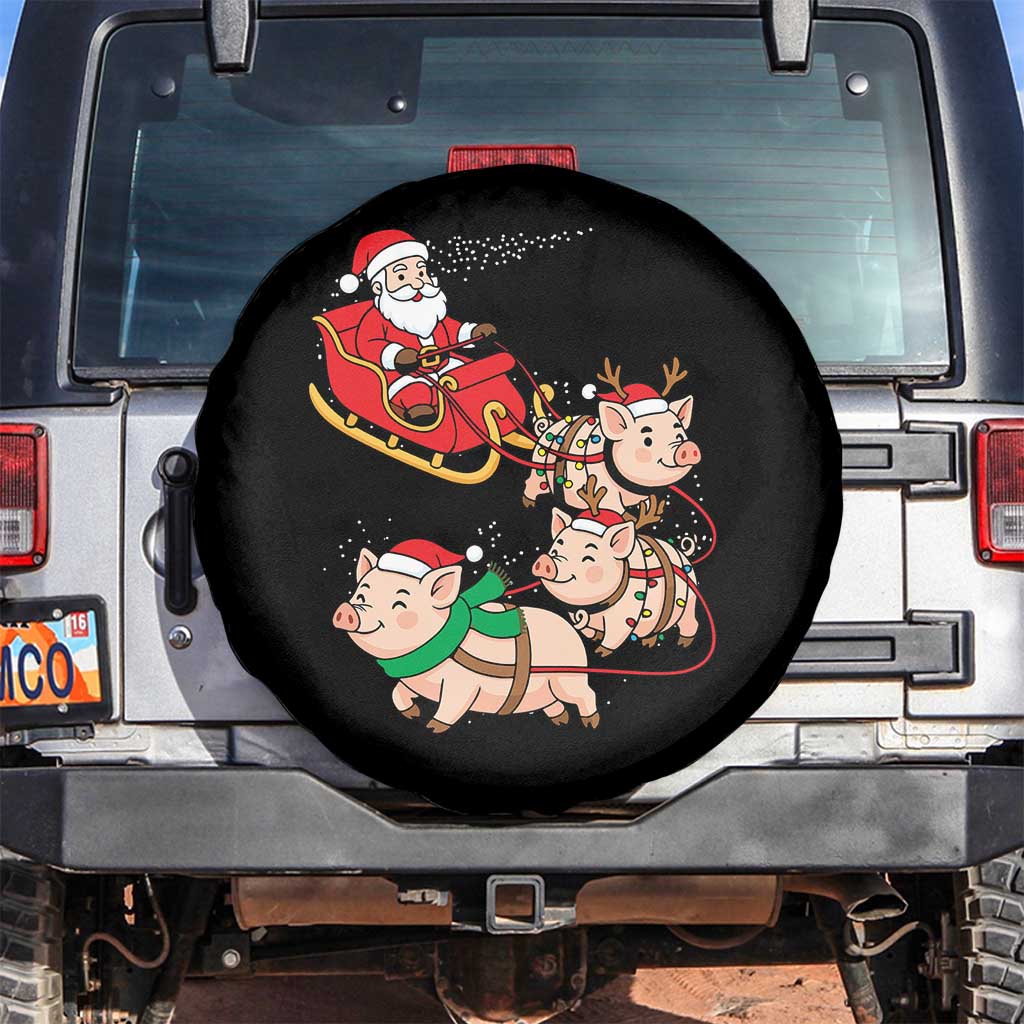 Santa Pig Sleigh Crew Spare Tire Cover Funny Christmas Pig Lover Gift - Wonder Print Shop