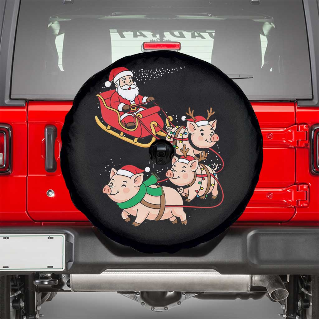 Santa Pig Sleigh Crew Spare Tire Cover Funny Christmas Pig Lover Gift - Wonder Print Shop