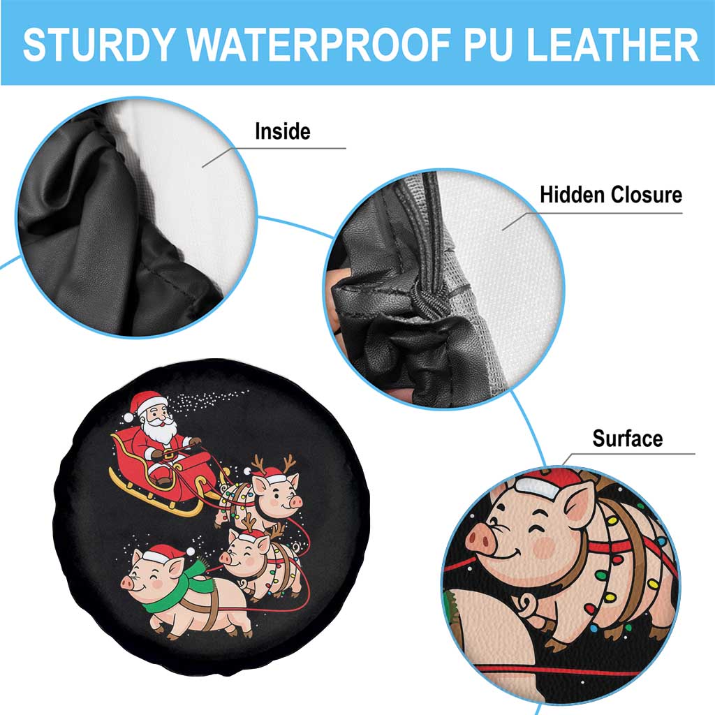 Santa Pig Sleigh Crew Spare Tire Cover Funny Christmas Pig Lover Gift - Wonder Print Shop