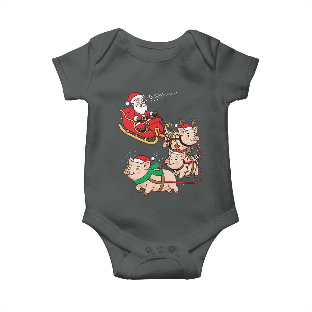 Santa Pig Sleigh Crew Baby Onesie Funny Christmas Pig Lover Gift - Wonder Print Shop