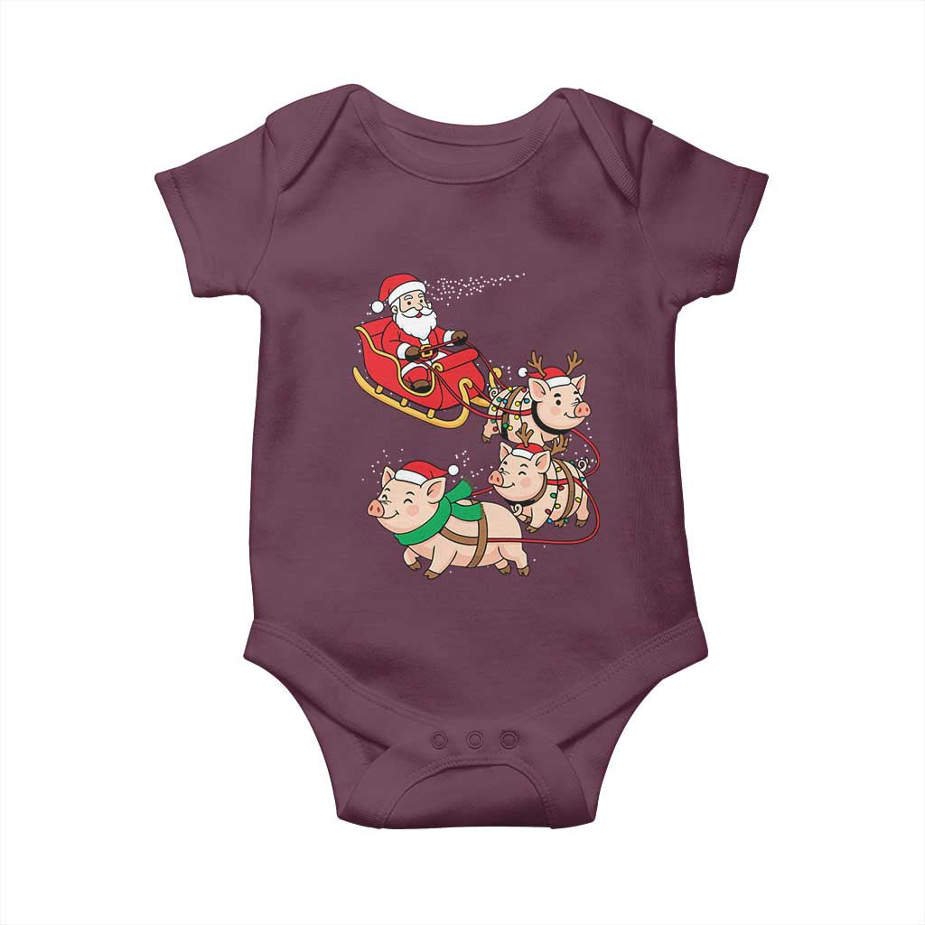 Santa Pig Sleigh Crew Baby Onesie Funny Christmas Pig Lover Gift - Wonder Print Shop