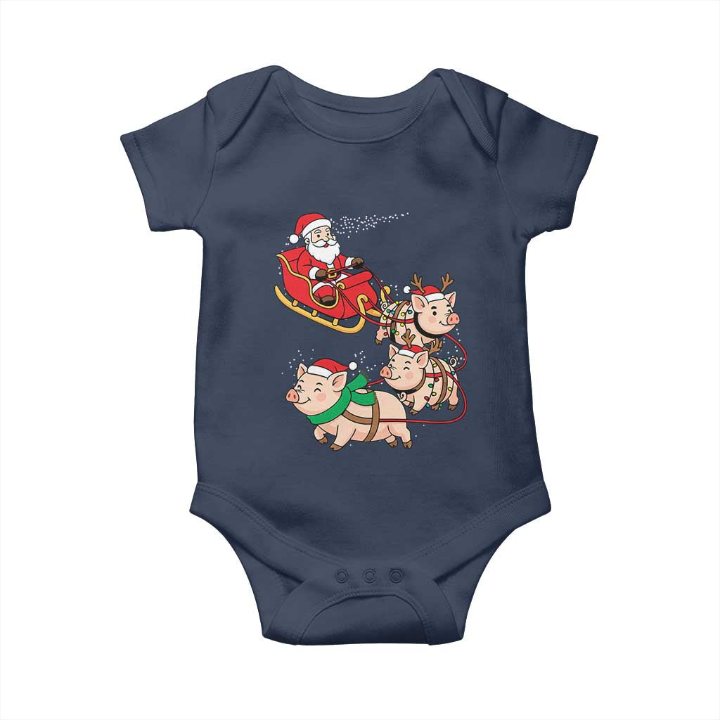 Santa Pig Sleigh Crew Baby Onesie Funny Christmas Pig Lover Gift - Wonder Print Shop