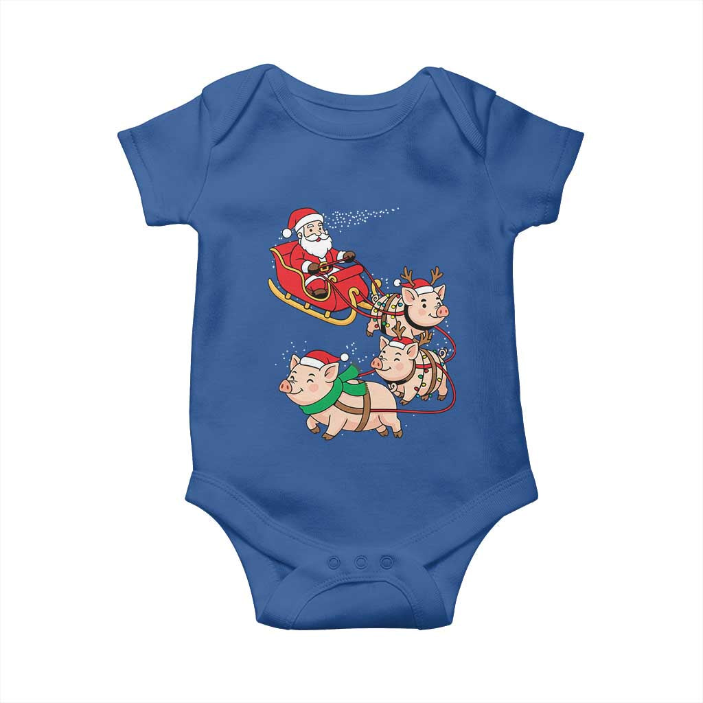 Santa Pig Sleigh Crew Baby Onesie Funny Christmas Pig Lover Gift - Wonder Print Shop