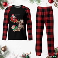 Santa Pig Sleigh Crew Plaid Pajama Set Funny Christmas Pig Lover Gift - Wonder Print Shop