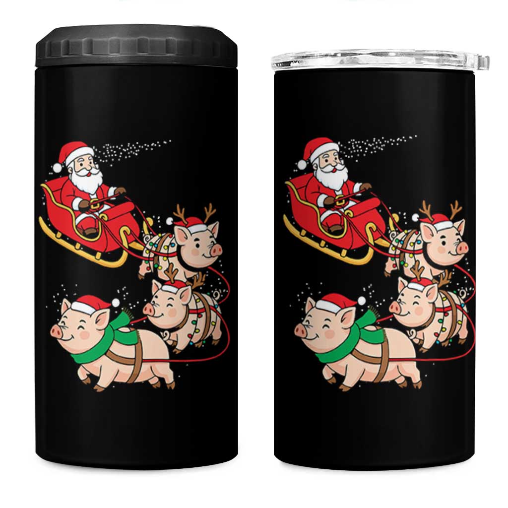 Santa Pig Sleigh Crew 4 in 1 Can Cooler Tumbler Funny Christmas Pig Lover Gift - Wonder Print Shop