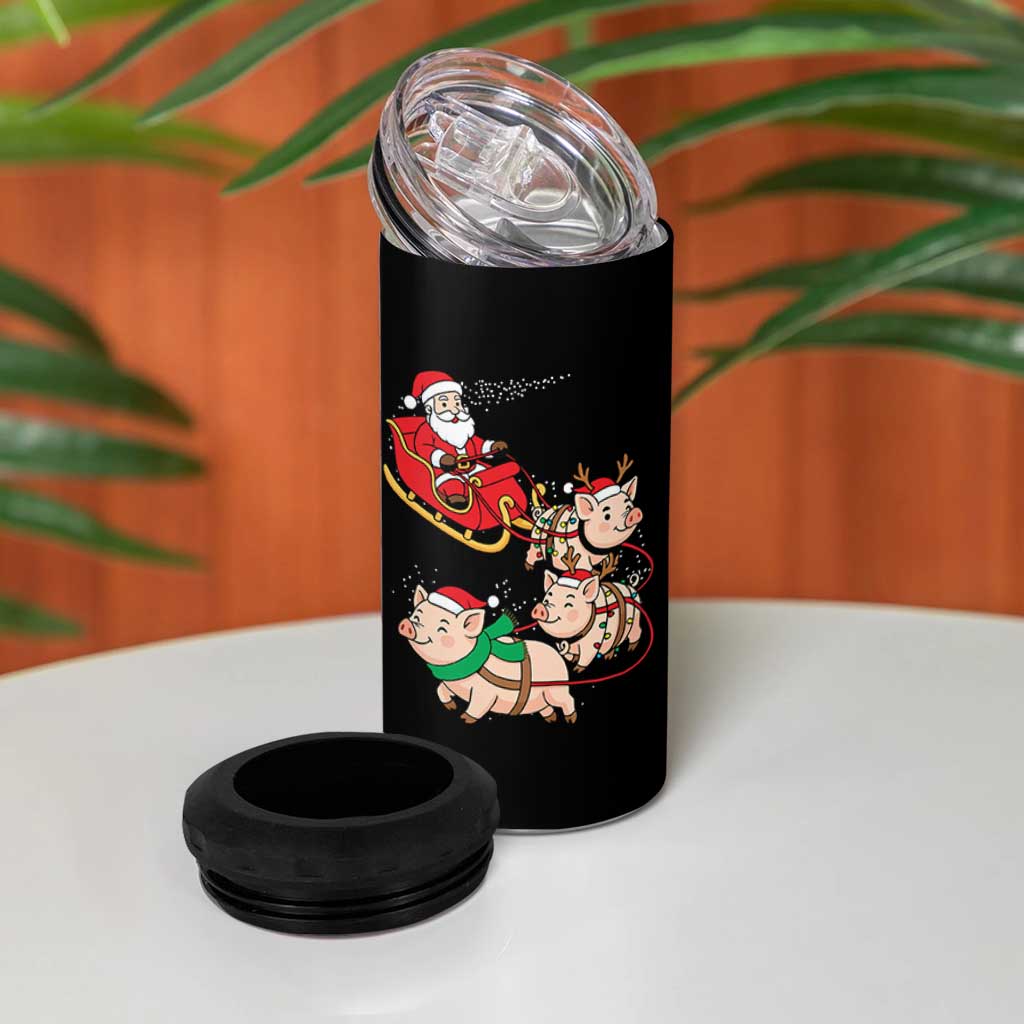 Santa Pig Sleigh Crew 4 in 1 Can Cooler Tumbler Funny Christmas Pig Lover Gift - Wonder Print Shop