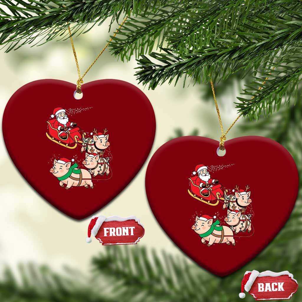 Santa Pig Sleigh Crew Ceramic Ornament Funny Christmas Pig Lover Gift - Wonder Print Shop