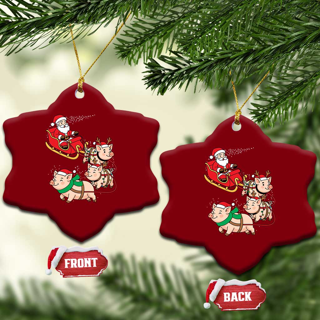 Santa Pig Sleigh Crew Ceramic Ornament Funny Christmas Pig Lover Gift - Wonder Print Shop