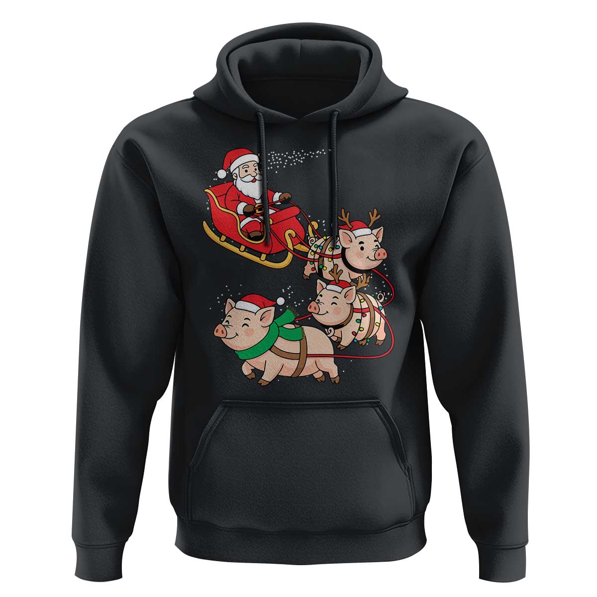 Santa Pig Sleigh Crew Hoodie Funny Christmas Pig Lover Gift - Wonder Print Shop
