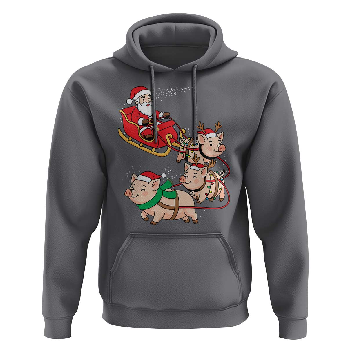 Santa Pig Sleigh Crew Hoodie Funny Christmas Pig Lover Gift - Wonder Print Shop