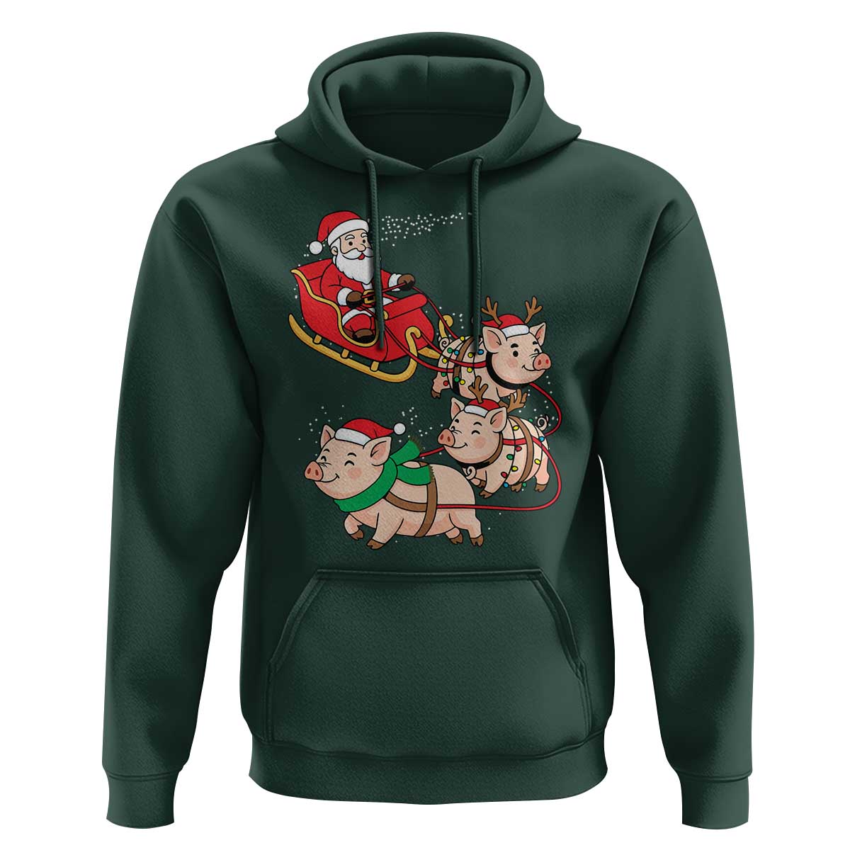 Santa Pig Sleigh Crew Hoodie Funny Christmas Pig Lover Gift - Wonder Print Shop