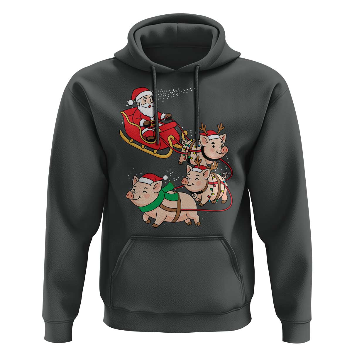 Santa Pig Sleigh Crew Hoodie Funny Christmas Pig Lover Gift - Wonder Print Shop