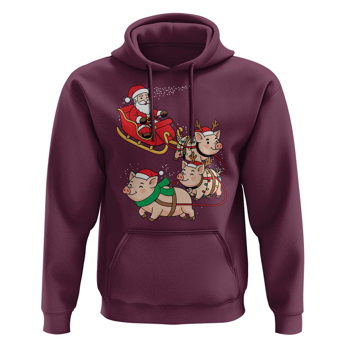 Santa Pig Sleigh Crew Hoodie Funny Christmas Pig Lover Gift - Wonder Print Shop