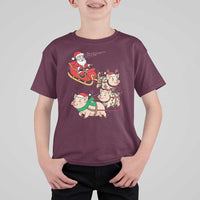 Santa Pig Sleigh Crew T Shirt For Kid Funny Christmas Pig Lover Gift - Wonder Print Shop