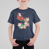 Santa Pig Sleigh Crew T Shirt For Kid Funny Christmas Pig Lover Gift - Wonder Print Shop