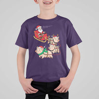 Santa Pig Sleigh Crew T Shirt For Kid Funny Christmas Pig Lover Gift - Wonder Print Shop